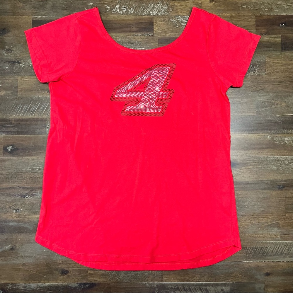 NASCAR women’s Kevin Harvick #4 red bling scoop neck tee shirt EUC